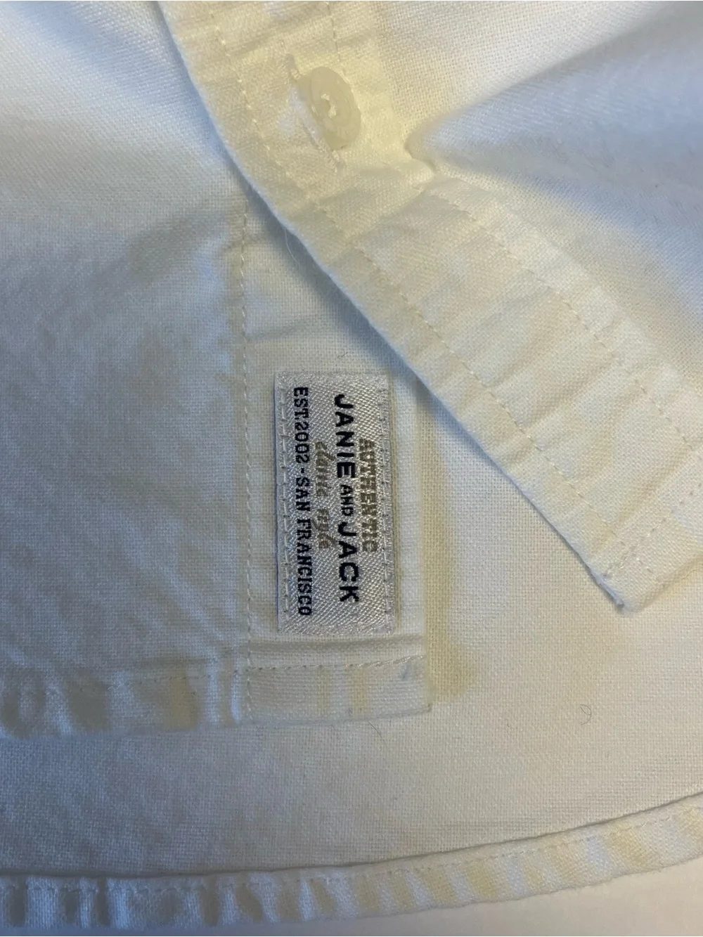 Janie and Jack Boys Size 3 White Solid Long Sleeve Button-Down Cotton Shirt Prep